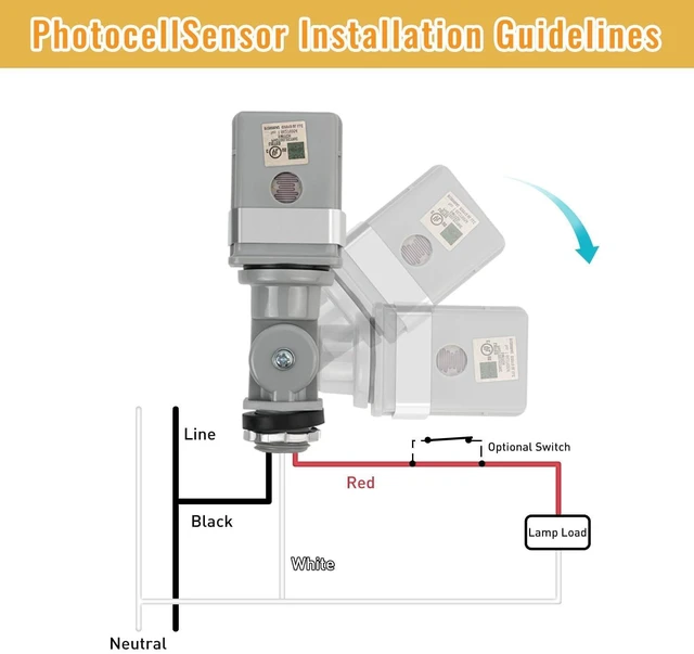 Alt view image 7 of 7 - 4 Pcs 120VAC Dusk to Dawn Photocell Sensor Switch for Outdoor Lights, IP54 Waterproof for Yard/Parking Lot/Street