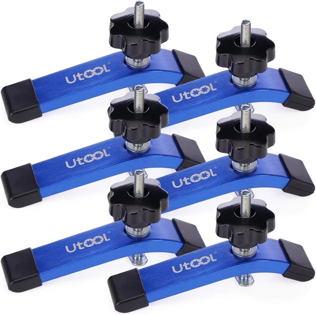 Main image of 6 Pack T-Track Hold Down Clamp Kit, 6-1/3" L x 1-1/5" W, Blue