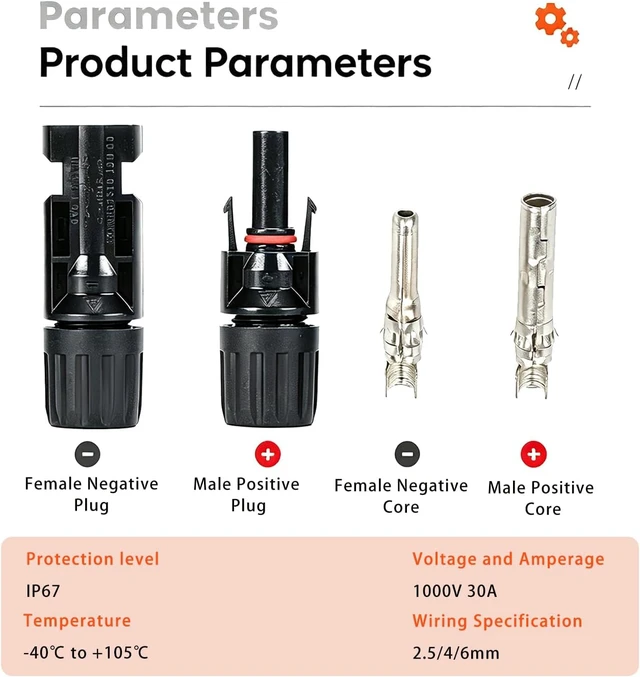 Alt view image 5 of 7 - 24-Pairs Solar Panel MC4 Connectors with Crimping Tool Kit