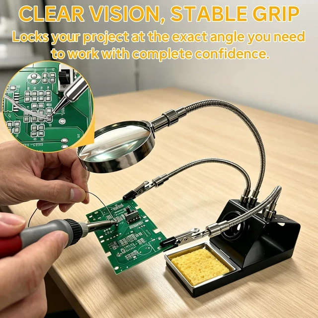 Alt view image 4 of 7 - 100W Soldering Iron Kit with LCD Display, Helping Hands, 3 Tips & Silicone Mat