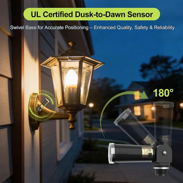 Alt view image 4 of 7 - 10 Pack Dusk to Dawn Photocell Day/Night Sensor, 110V/120V/220V/240V Input, UL Listed, IP65 Water-Resistant for Outdoor Lights (10)
