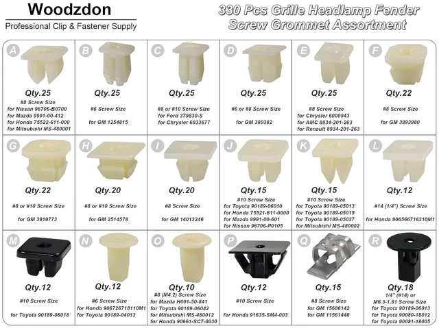 Alt view image 2 of 7 - 330pcs Grille, Headlight Bezel Nylon Nut #6#8#10 Screw Grommet Assortment