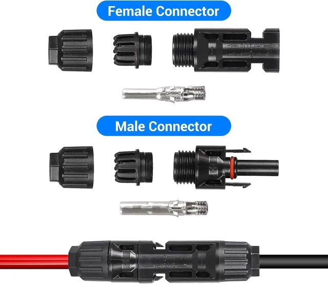 Alt view image 4 of 7 - 50-Pairs MC4 Solar Panel Connector Kit IP68 Waterproof, 1000V 30A Solar Cable Connectors with Durable Nylon Bag
