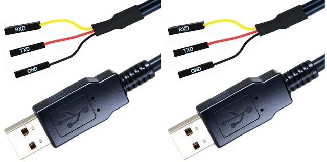 Main image of 6 Feet USB to TTL-232R-RPI 3.3V Adapter Cable, FT232 USB to TTL Serial UART Cable, TX RX Signal 3 Pin 3v3 Level Signal 2.54mm Dupont Female Header Windows Linux MAC OS (Pack of 2)