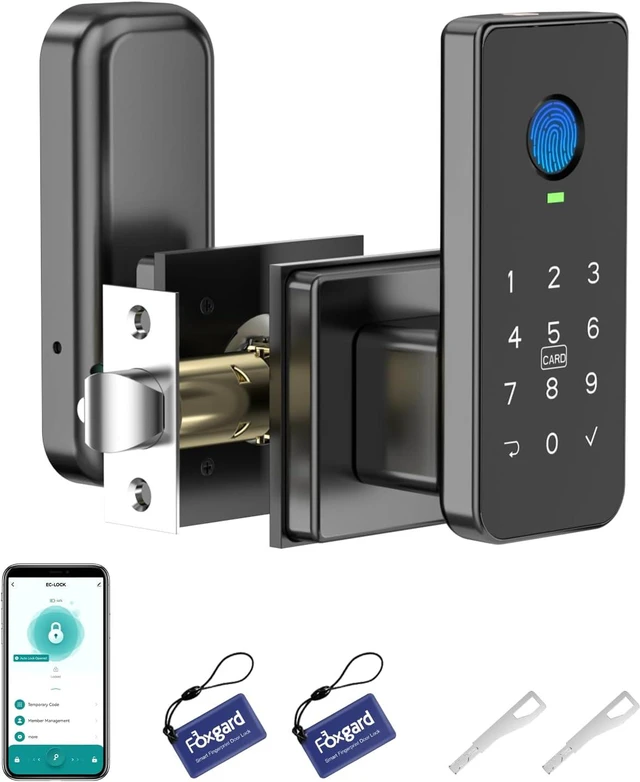 Main image of 5-in-1 Smart Fingerprint Door Lock, Door Knob (Black)