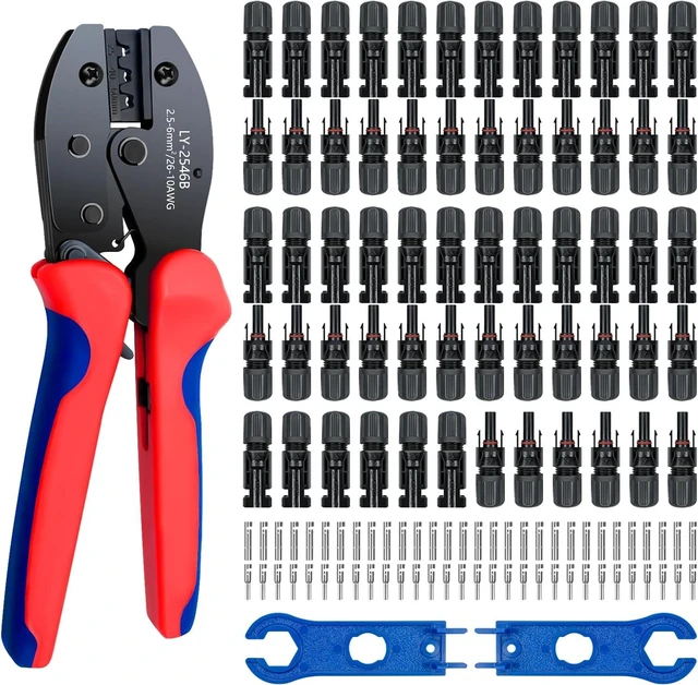Main image of 60-PCS Solar Crimper Tool Kit for Solar Panel Connectors