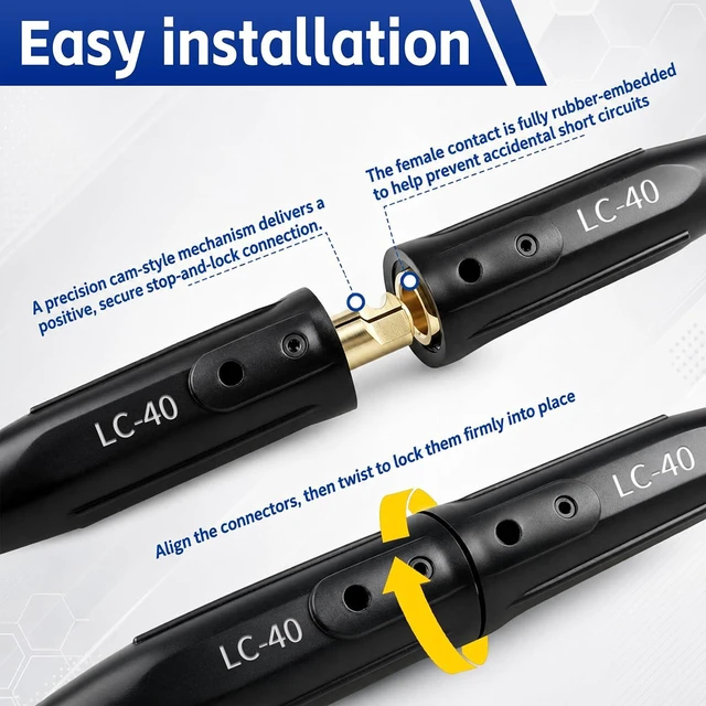Alt view image 4 of 6 - 4 Pack LC-40 Welding Leads Quick Connector, Welding Cable Connectors