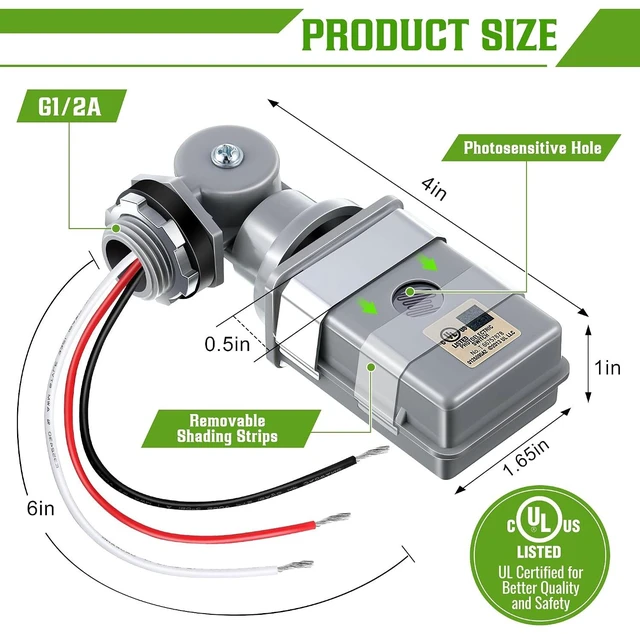 Alt view image 2 of 7 - 6 Pack 120VAC 50/60 Hz Photocell Sensor for Outdoor Lights