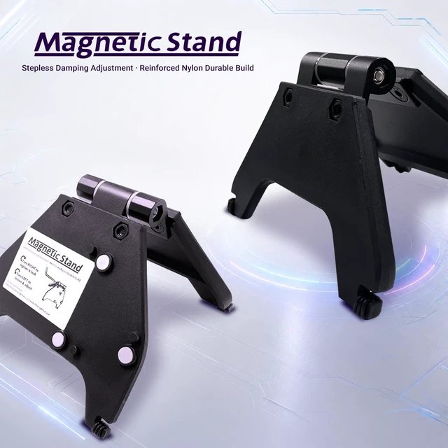 Alt view image 6 of 6 - Adjustable Magnetic Stand - Compatible with Cyborg II, II Compact, Classic, Molded Reinforced Nylon, Stepless Infinite Adjustable Hinge Mount, Foldable Portable Gaming Keypad Bracket, Black