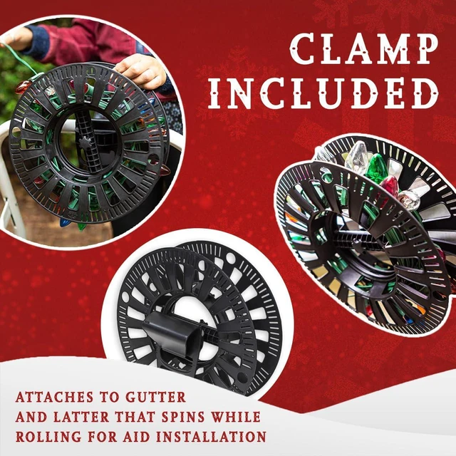 Alt view image 5 of 7 - Premium Christmas Light Storage Bag Heavy-Duty 600D Tear-Proof Material with Reinforced Handles Includes 3 Reels, Stores up to 375 Ft of Mini Lights & Extension Cords Grey with PVC Lining