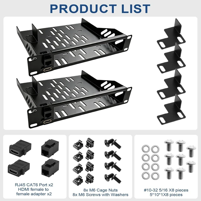 Alt view image 4 of 5 - 2-Pack 10-Inch 1U Mini PC Rack Mount Shelf for Micro OptiPlex MFF, ThinkCentre & HP Desktop Mini, with RJ45 CAT6 & HDMI Ports