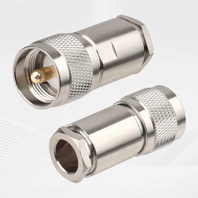Alt view image 2 of 7 - 10-Pack PL259 50 Ohm UHF Male Clamp Coax Connectors for LMR400 KMR400 RG8 RG8U RG213 Coaxial Cable
