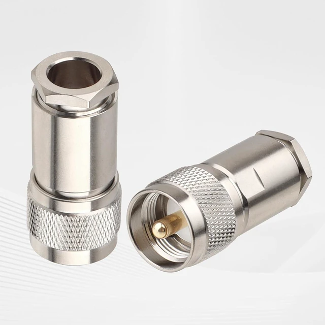 Alt view image 3 of 7 - 10-Pack PL259 50 Ohm UHF Male Clamp Coax Connectors for LMR400 KMR400 RG8 RG8U RG213 Coaxial Cable