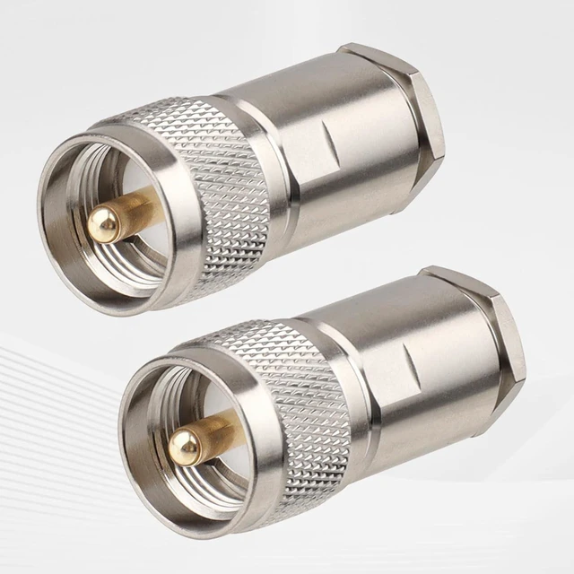 Alt view image 4 of 7 - 10-Pack PL259 50 Ohm UHF Male Clamp Coax Connectors for LMR400 KMR400 RG8 RG8U RG213 Coaxial Cable