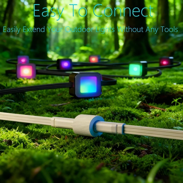 Alt view image 4 of 5 - 2 Set 16FT Permanent Outdoor Lights Extension Cable with Y-Splitter for Govee,IP68 Waterproof Extension Cord 3 Pin Power CordCompatible with Go-vee H706A H706B H706C, H705D H705E H705F