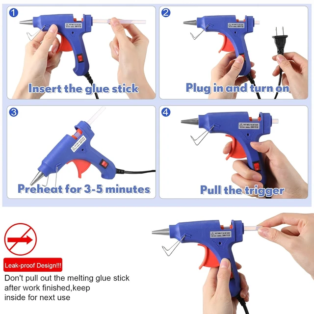 Alt view image 7 of 7 - 24 Pieces Glue Guns Bulk Mini Hot Melt Gun with Glue Sticks Kit for Art Crafts DIY Home School Project Christmas Decoration Quick Repairs(Assorted Color)