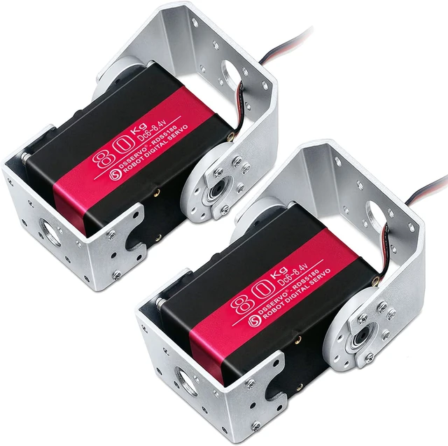 Main image of Pack of 2 80KG Robot Servo Motor High Torque Stainless Steel Gear Digital Steering Large Servos with Mount Brackets