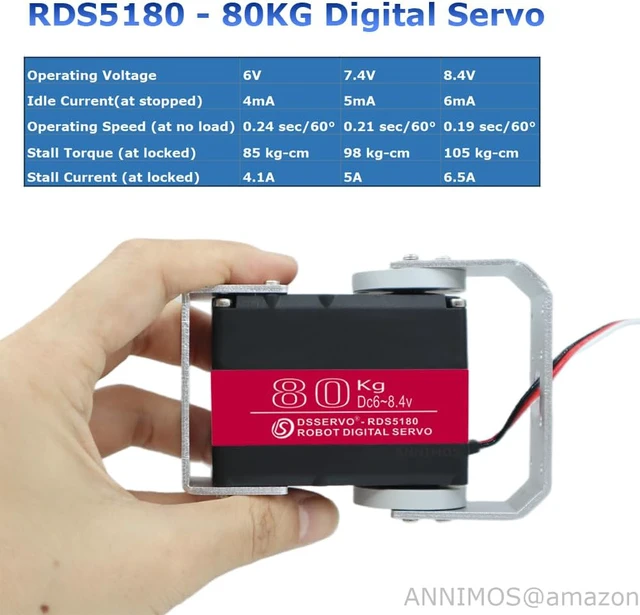 Alt view image 3 of 7 - Pack of 2 80KG Robot Servo Motor High Torque Stainless Steel Gear Digital Steering Large Servos with Mount Brackets