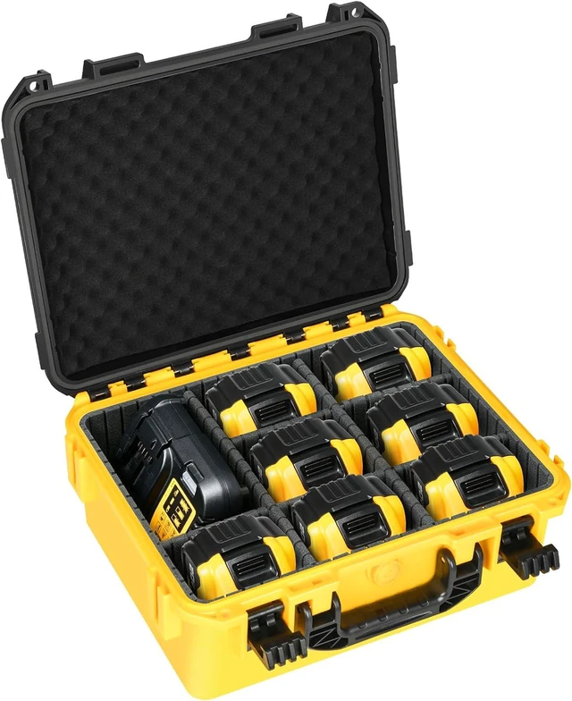 Main image of Hard Case for Dewalt 20V Battery: Large Storage with Adjustable Dividers