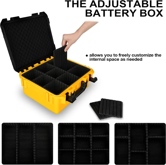 Alt view image 2 of 5 - Hard Case for Dewalt 20V Battery: Large Storage with Adjustable Dividers