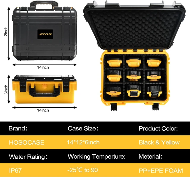 Alt view image 4 of 5 - Hard Case for Dewalt 20V Battery: Large Storage with Adjustable Dividers