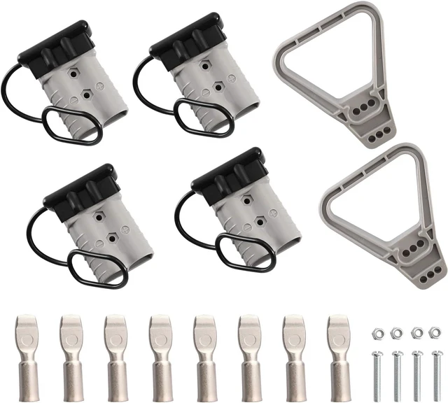 Main image of 4-Pack 350A Battery Quick Connect/Disconnect Plugs, 2/0 AWG(Gray)