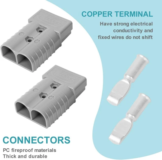 Alt view image 3 of 6 - 350A Battery Connector AWG 2/0 Quick Connect Battery Modular Power Connectors Quick Disconnect (Grey, 10 PCS)