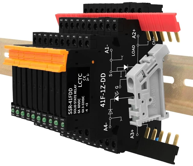 Main image of 10pcs Solid State Relay DD 5V/12V 1.5A, No-Contact DC to DC for PLC, Input 3-32VDC / Output 5-60VDC, Din Rail