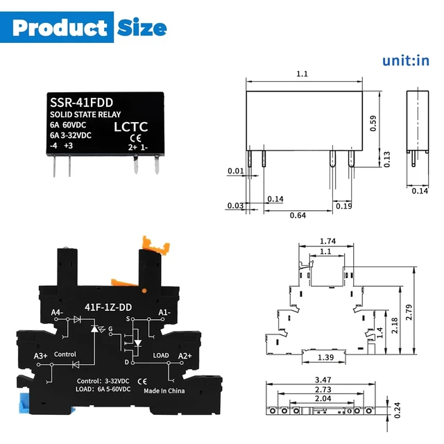 Alt view image 2 of 7 - 10pcs Solid State Relay DD 5V/12V 1.5A, No-Contact DC to DC for PLC, Input 3-32VDC / Output 5-60VDC, Din Rail