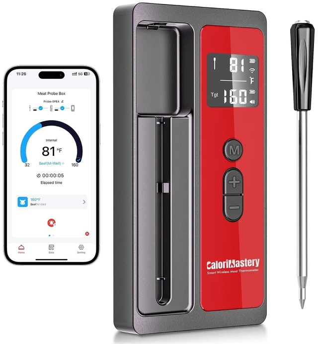Main image of Wireless Bluetooth Meat Thermometer with Ultra-Thin Probe, 500ft Range for BBQ, Grill, Oven & Smoker