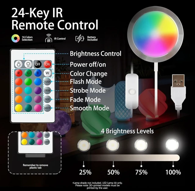 Alt view image 3 of 7 - 12-Pack IR RGB LED Lamp Kit 001 for Bambu Lab 3D Printed Light Kit
