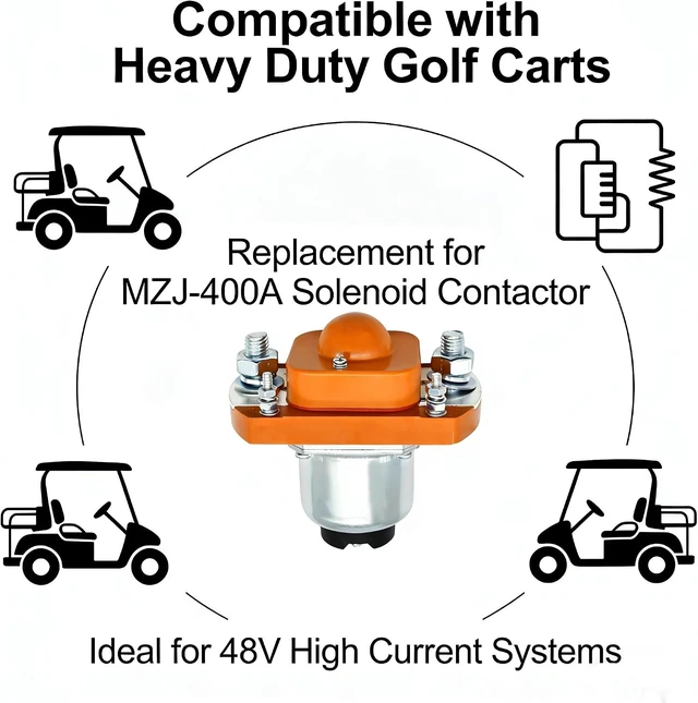 Alt view image 5 of 7 - MZJ-400A 48V 400A Solenoid Contactor for Heavy Duty Golf Cart