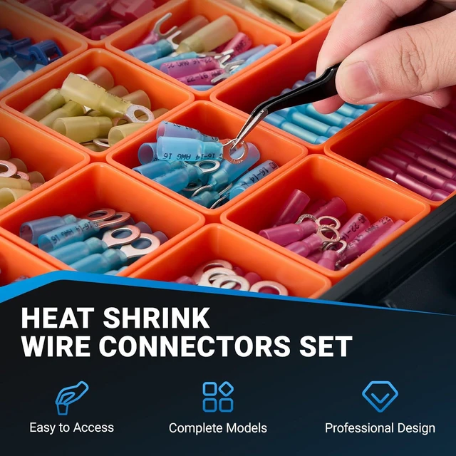 Alt view image 7 of 7 - 1622PCS Heat Shrink Wire Connectors Kit, T-Tap Electrical Terminals & Solder Seal Connectors, Insulated Marine Grade Waterproof Ring Fork Spade Butt Splice Set for Boat Automotive DIY