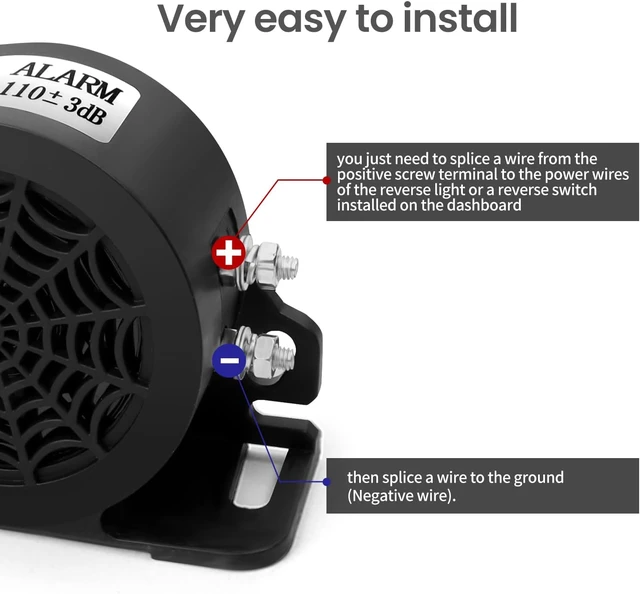 Alt view image 6 of 6 - 110dB 12V-80V DC Waterproof Industrial Backup Reverse Warning Alarm Super Loud Beeper for Truck, Van, Freight, Lorry & Heavy Vehicles (110dB-6PC)