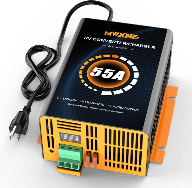 Main image of 55 Amp RV Power Converter 120V AC to 12V DC Battery Charger with Multi Smart Charging Modes, 13V16.5V Adjustable Output, for Lithium & Lead Acid Batteries