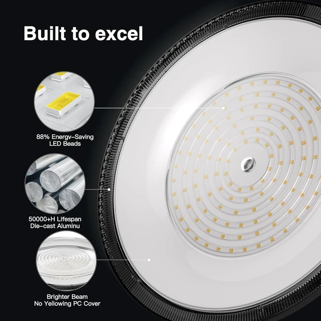 Alt view image 6 of 7 - 200W UFO LED High Bay Light 22000LM 5000K LED High Bay Lights