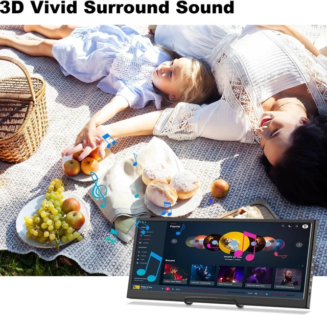 Alt view image 5 of 7 - 12.3-Inch IPS Secondary Monitor 1920*720 Stretched Bar LCD, HDMI/USB-C Mini Portable, Metal, for Laptop/Windows/AIDA64 GPU/CPU/RAM, Built-In Speaker