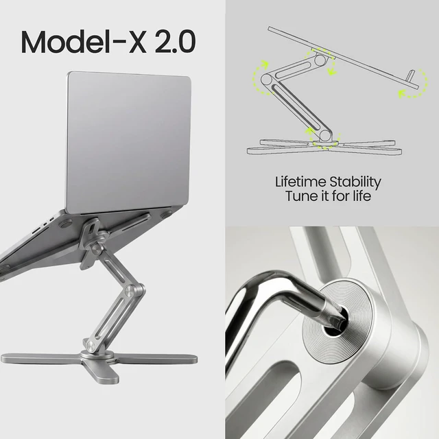 Alt view image 4 of 7 - Model-X 2.0 Laptop Stand Laptop Stand for Desk Adjustable Height