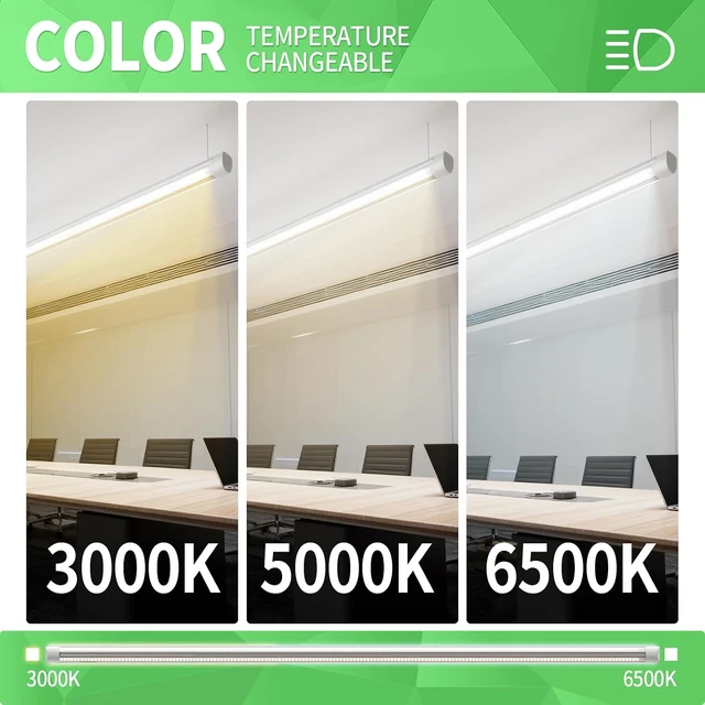 Alt view image 7 of 7 - Dimmable LED Shop Lights 4FT,30W 4500LM,6CCT Tunable,Plug-in Garage Lights