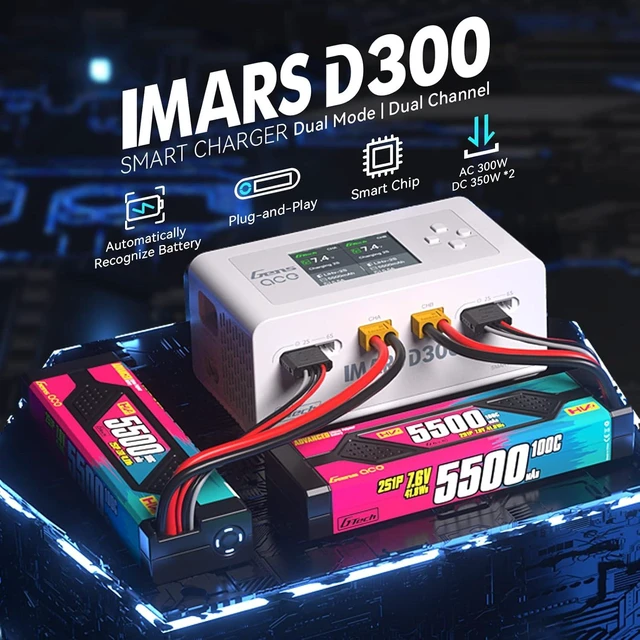 Alt view image 4 of 7 - IMARS D300 G-Tech Series Smart Dual LiPo Battery Charger 16A AC 300W / DC 700WWhite