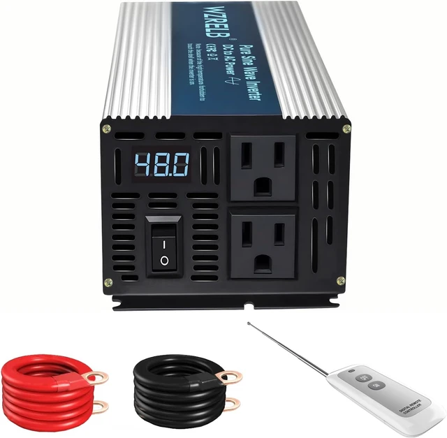 Main image of 800W Pure Sine Wave Inverter, 48V DC to 120V AC with LED Display & Remote, 1600W Surge for Home, RV & Truck