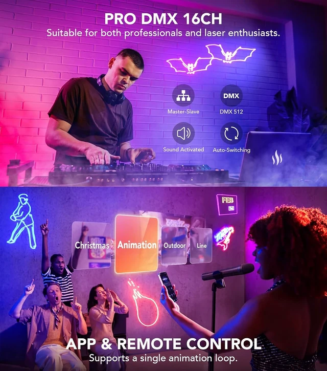 Alt view image 5 of 7 - App-Controlled DJ Laser Light with 200+ 3D Animations, Custom Text & Patterns