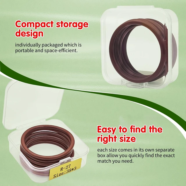 Alt view image 4 of 7 - 198-Piece Viton O-Ring Kit, 30 Sizes, 75A Shore, High Temp