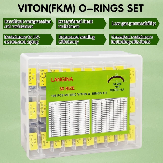 Alt view image 6 of 7 - 198-Piece Viton O-Ring Kit, 30 Sizes, 75A Shore, High Temp