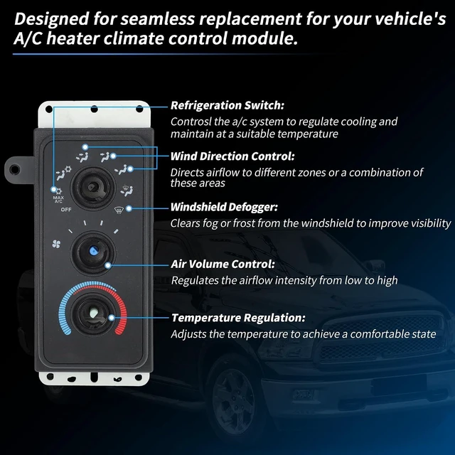 Alt view image 4 of 7 - 5015734AA A/C Heater Climate Control Module for Dodge Ram 1500/2500/3500, Replacement