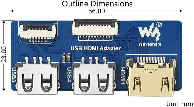 Alt view image 7 of 7 - USB HDMI Adapter CM4-IO-BASE Board,USB to HDMI Converter with USB 2.0 Portsx2/ HDMI Portsx1/ USB 2.0 FFC Connectorx1/HDMI FFC Connector x1,Adapting FFC Connector to Standard Connector