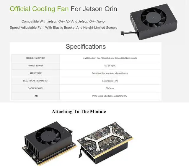 Alt view image 7 of 7 - Jetson Orin Aluminum Alloy Case with Official Cooling PWM Fan Compatible with Jetson Orin Nano Super Developer Kit/Orin Nano/Orin NX Kits, Mini-Computer Case, Camera Holder and Other Accessories