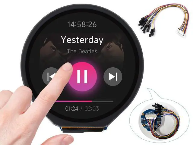 Main image of 1.28inch Touch Round LCD Module with Touch Panel, 240×240 IPS Capacitive Display Screen, 65K RGB Color, SPI & I2C Port, GC9A01 & CST816S Chip, for Raspberry Pi/Raspberry Pi Pico/Ardu/STM32, etc