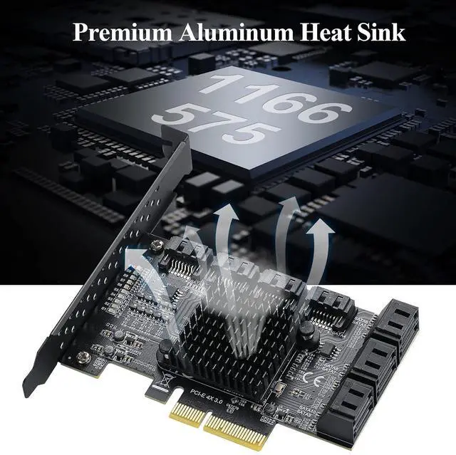 Alt view image 3 of 7 - PCIe SATA Controller Card 10 Port with 10 SATA Cables and Low Profile Bracket - 6Gbps 3.0 PCIe Card,Support 10 Port 3.0 Devices