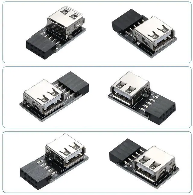 Alt view image 6 of 7 - USB 2.0 9Pin/10Pin Front Panel Header USB 9pin to Type A Adapter